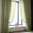 thumbnail image 4 of Double Layer Star Cutout Blackout Curtains No Drill Magics Tape Installation Thermal Insulated Window Curtain for Bedroom Living Room Nursery - Polyester 59x27 Inch Single Panel, 4 of 6