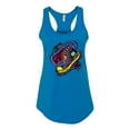 thumbnail image 2 of Wild Bobby, Colorful Sneakers Chucks Streetwear Ladies Racerback Tank Top, Turquoise, Large, 2 of 3