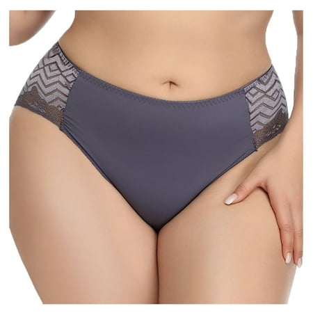 Lovskoo 2024 New Lace Underwear for Women Triangle High Waist Underwear Lace Panties Lace Hipster Soft boxers Panty Gray-XL