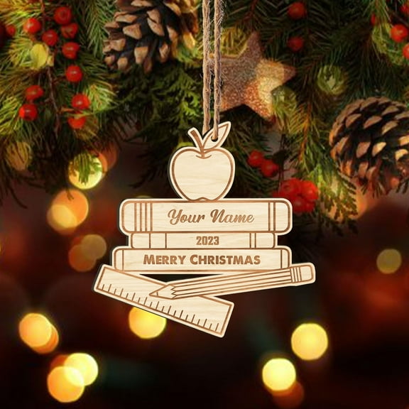 Teacher Wood Ornaments Christmas 2025, Teacher Appreciation Gifts for Women, Teacher Wood 2D Flat Ornaments, Thank You Appreciation Ornaments, Keepsake Gifts for Teacher (TC 7) - 3745