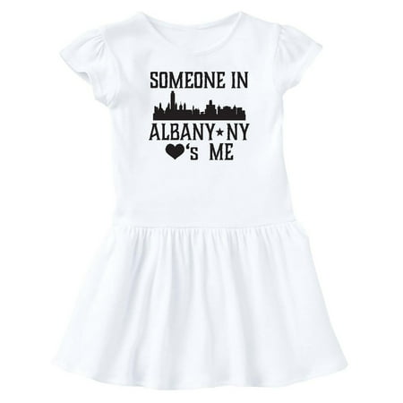 

Inktastic Albany New York Skyline Someone Loves Me Gift Baby Girl Dress