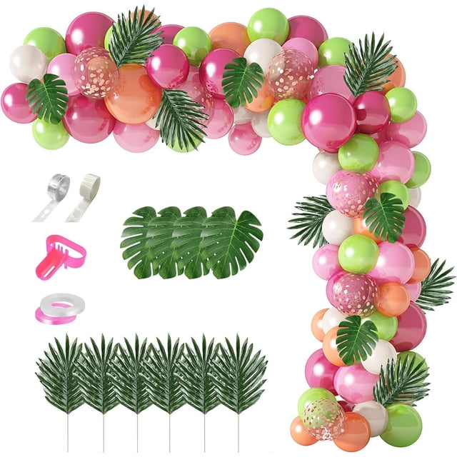 Globos Tropicales, Globo de Guirnaldas con Hojas Tropicales, Globos para Fiestas Temáticas de Hawái, Juego de Globos para Playa, Decoración Cumpleaños Fiesta Hawaiana