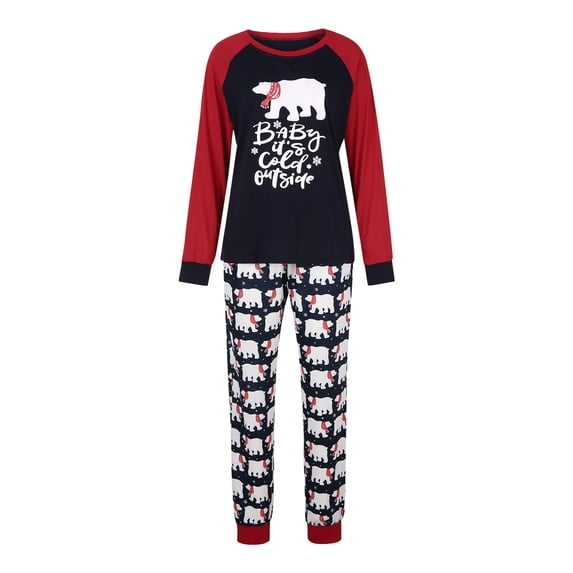 Seyurigaoka Parent-Child Match Pajamas, Cartoon Bear Tops with Pants/Jumpsuit