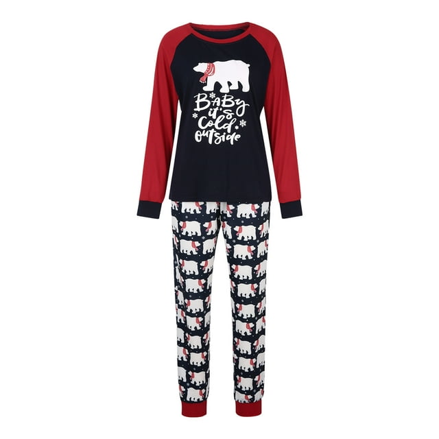 FOCUSNORM Pyjamas Assortis Parent-Enfant, Hauts Cartoon Bear avec Pantalon/combinaison