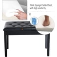 thumbnail image 5 of Favory Piano Bench, Duet Piano Chair with Faux Leather Padded Cushion and Wooden Frame, Button Tufted Keyboard Bench, Black, 5 of 11