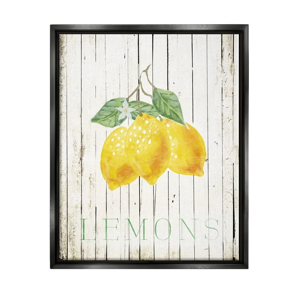 Stupell Rustic Lemons Country Patterned Food & Beverage Painting Black Floater Framed Art Print Wall Art