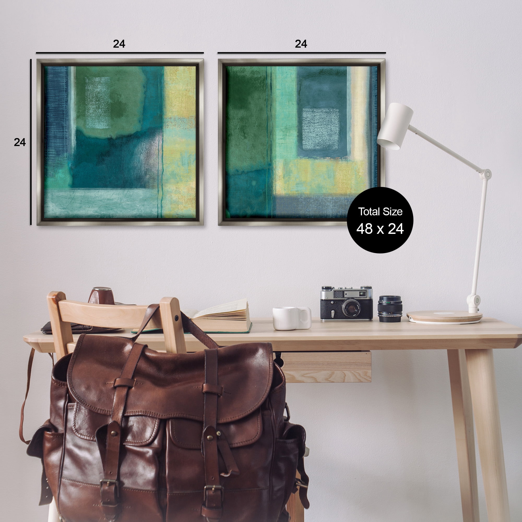 Stupell Industries Asymmetrical Soft Abstract Shapes Abstract Painting Gray Floater Framed Canvas Art Print Wall Art, 25 x 25, Set of 2