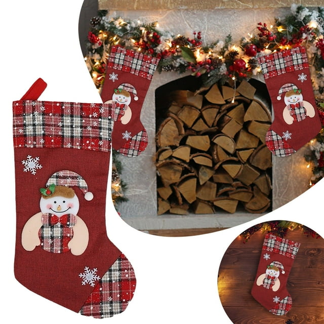 Festive Knitted Stocking Hanger for Holiday Mantle Fireplace Decorative Pouch Christmas Display