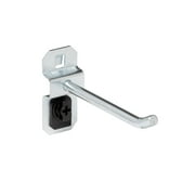 Triton Products® LocHook 3" Single Rod 30-Degree Bend 1/4"D Zinc Plated Steel Pegboard Hook for LocBoard, 5pk