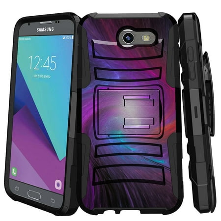 Samsung Galaxy J3 Emerge | J3 (2017) Holster Case Case  [ Clip Armor ] Heavy Duty Case with Belt Clip & Kickstand Galaxy