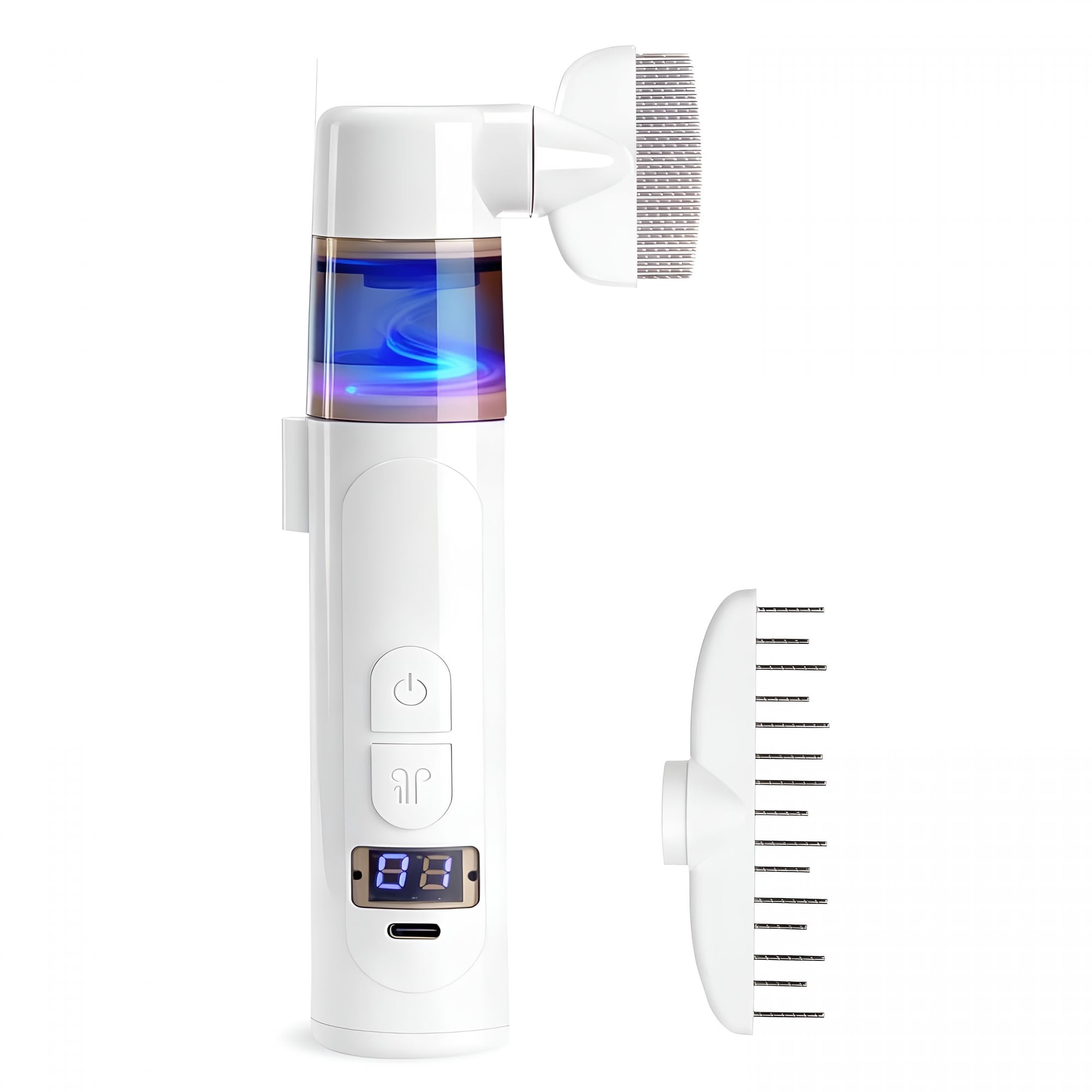 EXLEAF Electric Lice Comb,2 in 1 Lice Vacuum Comb Rechargeable Multifunctional Metal Removal Flea Brush Kit for Cat Dog All Hair