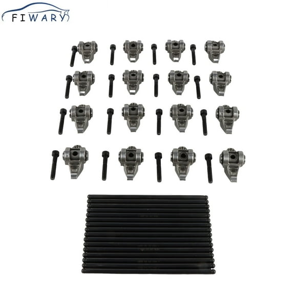 FIWARY 1Set LS1 Rocker Arms With Trunion Pushrods Kit Installed fits 4.8 5.3 5.7 6.0 LS2 LS6