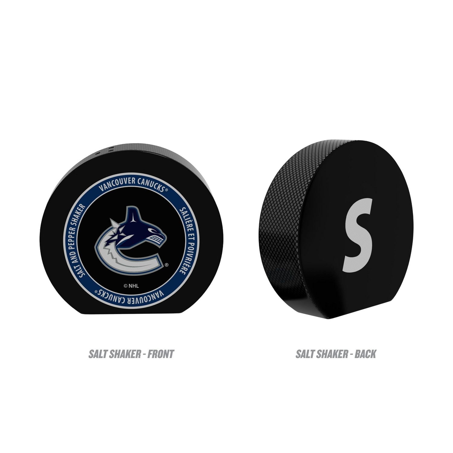 OFFICIALLY LICENSED NHL PUCK SALT & PEPPER SHAKER VANCOUVER CANUCKS