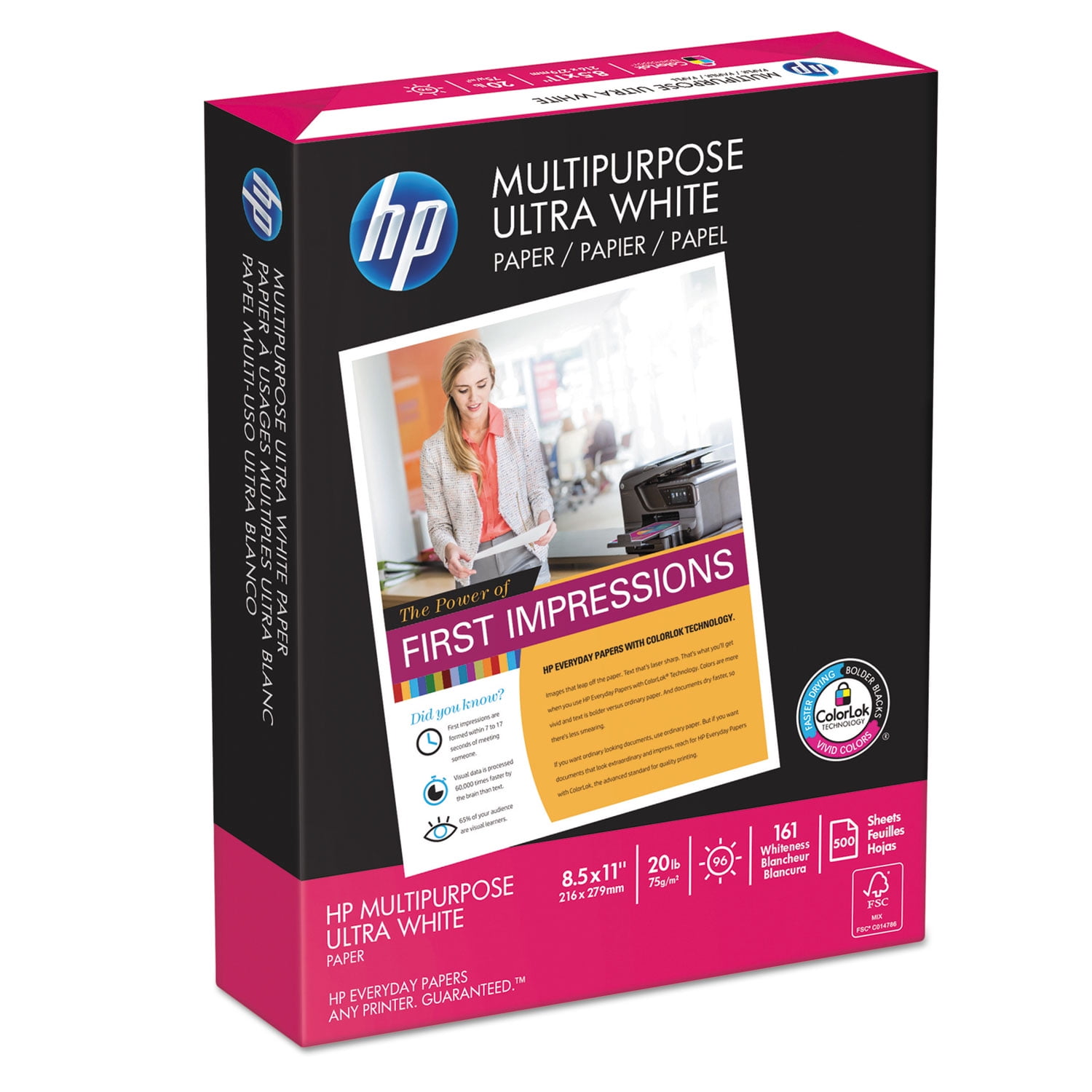 HP Papers, HEW112000CT, Multipurpose20 Copy Paper, 5000 / Carton, White
