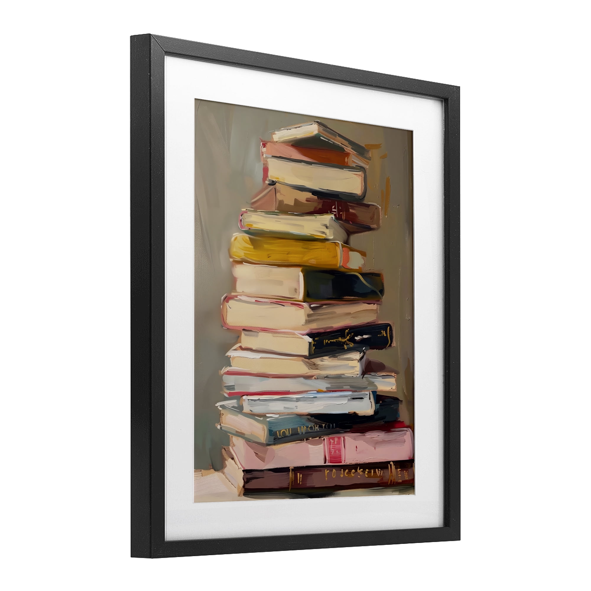 Stupell Industries Well Loved Bookstack Black Framed Print Under Glass, design by LSR Design Studio