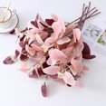 thumbnail image 3 of Otoño rojo hojas de eucalipto simuladas color Morandi salón de bodas arreglo floral rama de olivo hojas de eucalipto simuladas de 3 tenedores, 3 of 5