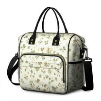 OBREWU Pioneer Floral Pattern Women's Insulated Leakproof Large Lunch Bag, Oxford Cloth