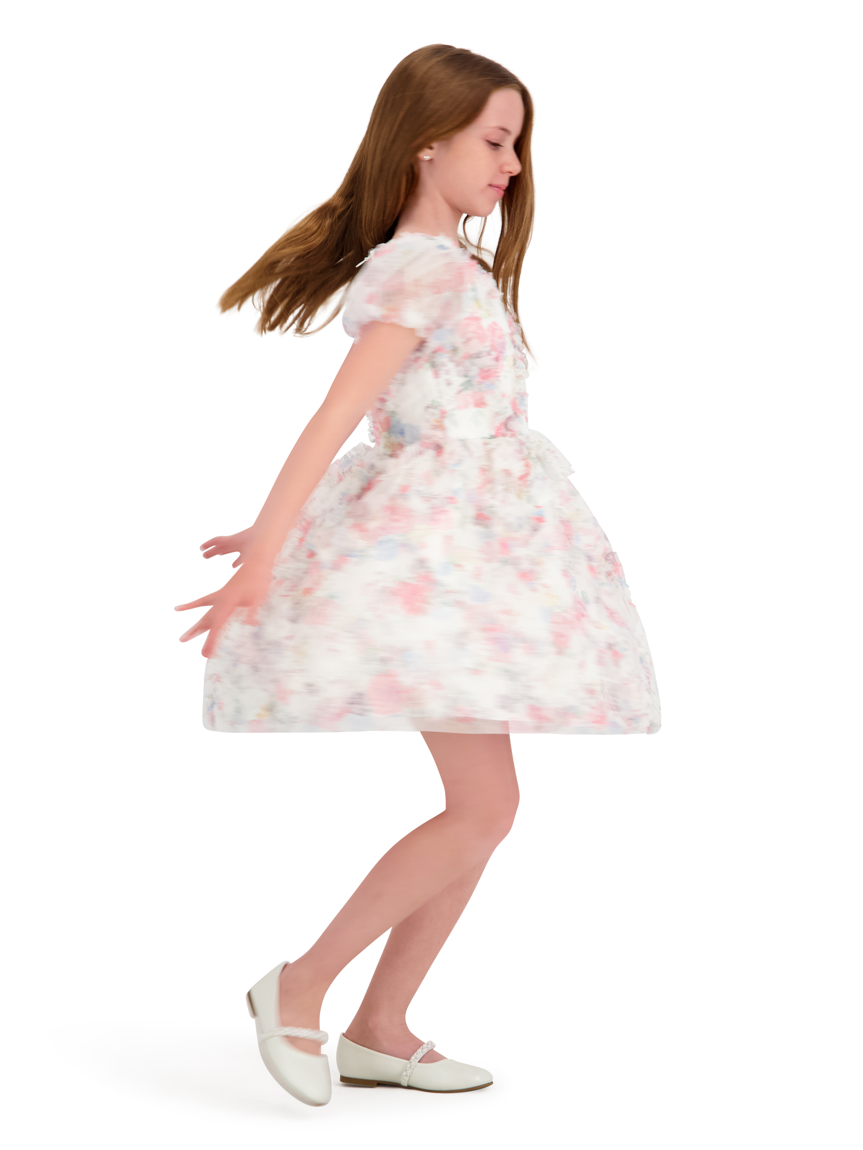 Kensie Girl Short Sleeve Allover Printed Ruffle Dress, Sizes 4-16