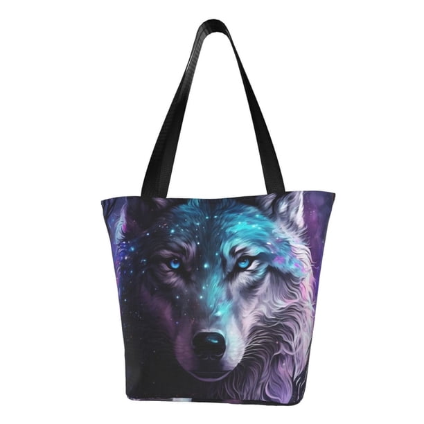Easygdp Purple Sky Wolf Bolso de Hombro para Mujer, Bolso Bandolera y Cartera de Mano Elegante para Uso Diario