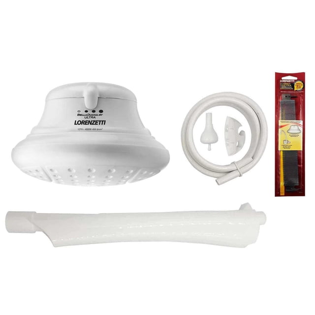 Regadera Eléctrica Bella Ducha Ultra 4T 127V 4800W Lorenzetti Blanca con Brazo y resistencia