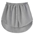 thumbnail image 3 of XIAONU Versatile Striped Skirt For Women Curved Hem Button Front Skirt Breathable Minimalist Office Skirts, 3 of 5
