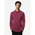 thumbnail image 2 of Wyobmus Mens Dress Shirt 4-Way Stretch Long Sleeve Collared Casual Solid Business Wedding Button Down Formal Shirt B-Burgundy, 2 of 3
