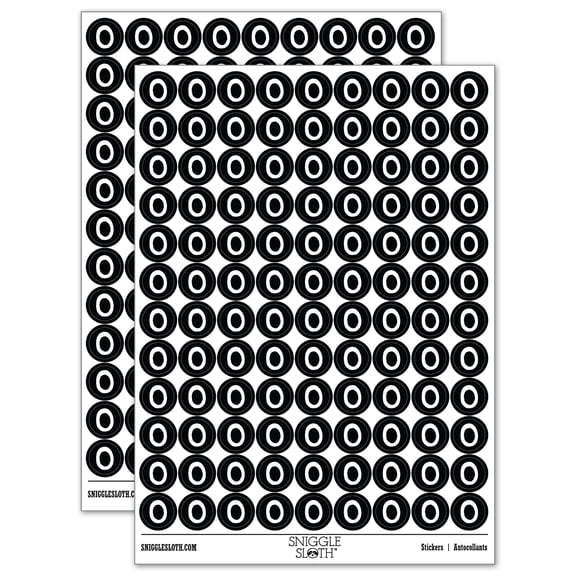 Letter O Uppercase Cute Typewriter Font 200  Round Stickers - Black - Gloss Finish - 0.50" Size