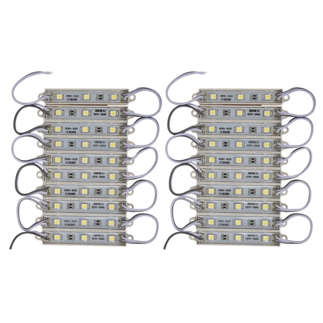 2X10Pcs 5050 SmD 3 Módulo LED Tira de LED Cadena Luz Impermeable DC 12V Blanco FríO