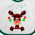 thumbnail image 4 of Inktastic Cute Flannel Reindeer with Christmas Bulbs and Snowflakes Boys or Girls Baby Bib, 4 of 4