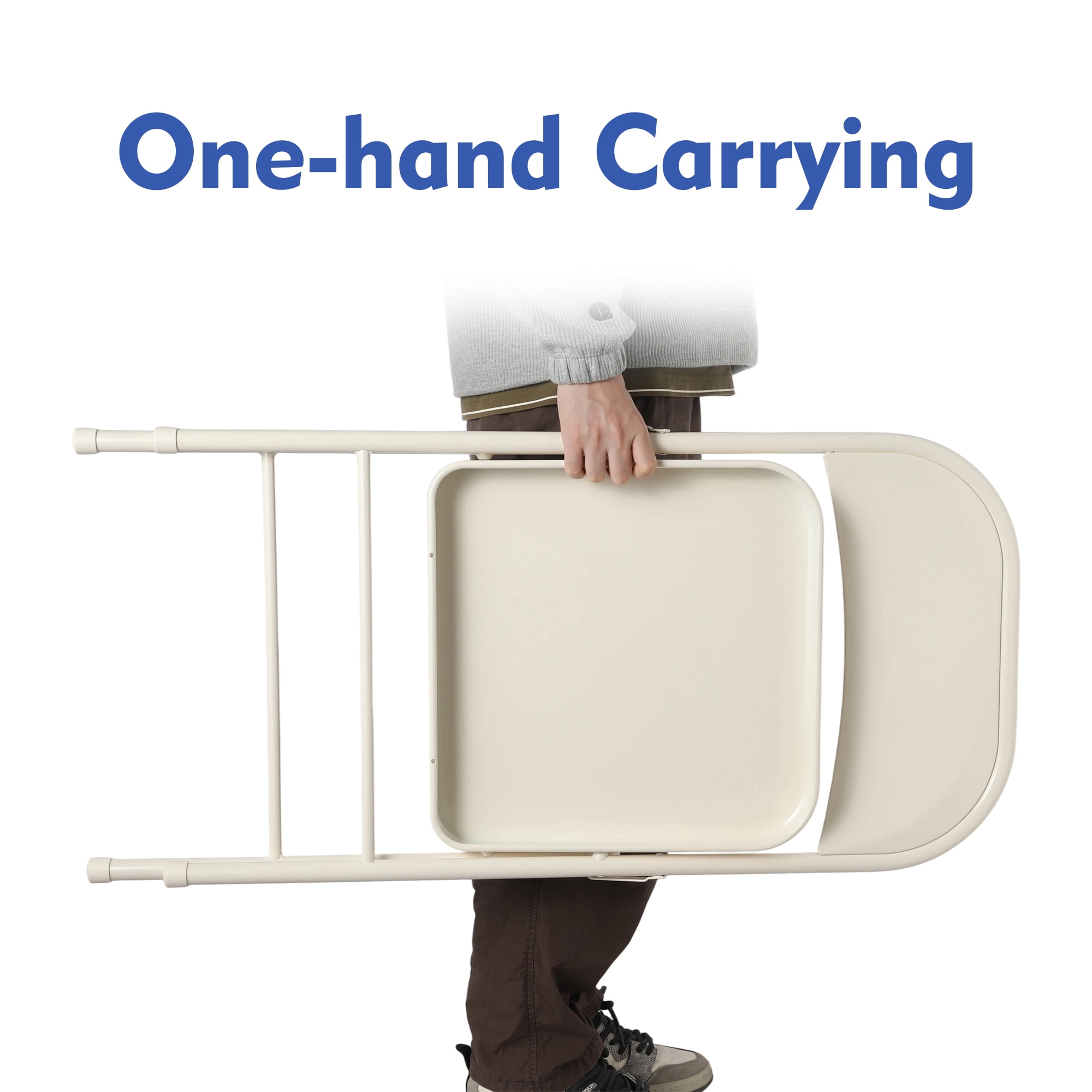 (6 pack) Mainstays Metal Folding Chair, Cream