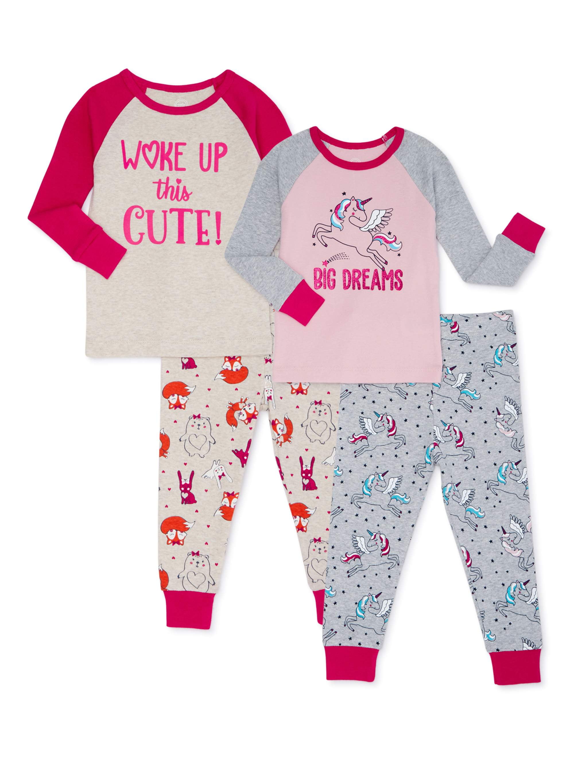 Girls Snug Fit Cotton Pajama Set Sleepwear