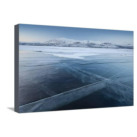 A Frozen Lake, So Clear its Possible to See Through the Ice, Near Absiko, Sweden Stretched Canvas Print Wall Art By David (Best Place To See Hadrian's Wall Near Newcastle)