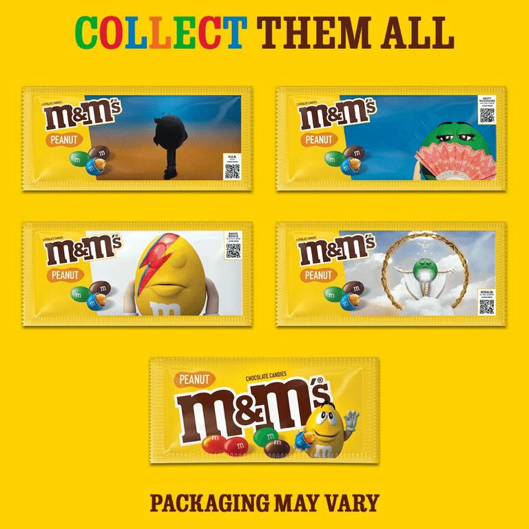 M&M's Peanut Milk Chocolate Candy, Full Size - 1.74 oz Pouch (3