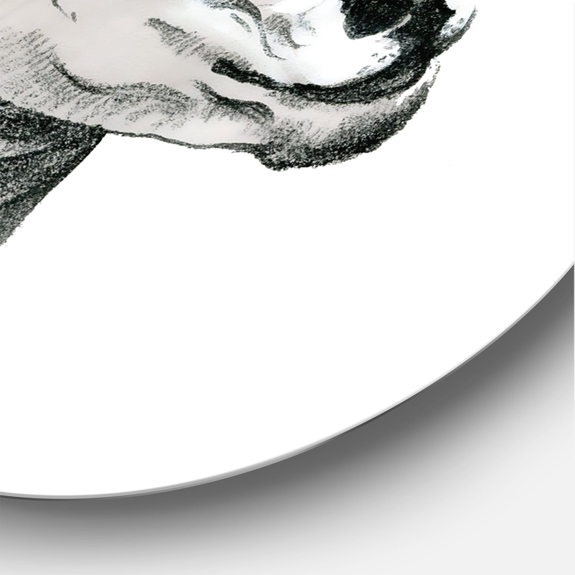 Designart 'Black and White Portrait Of Goat I' Farmhouse Circle Metal Wall Art 23x23 - Disc of 23