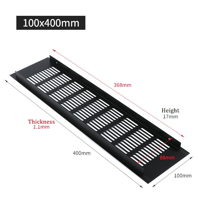 Goodhd 100mm Aluminium Rectangular Cabinet Wardrobe Air Vent Grille Ventilation-Cover
