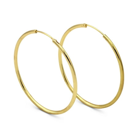 - Hoop Earrings 14k Gold Plated Fashion Jewelry Circle Plain Polish Earring For Women 50mm