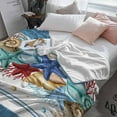 thumbnail image 5 of Coastal Beach Throw Blankets, Nautical Ocean Seashell Coral Starfish Soft Fleece Blanket Decorative for Home Sofa Couch Chair Living Bedroom,30x40 Inches, Lake Blue Summer, 5 of 6