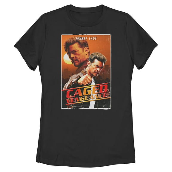 Womens Mortal Kombat II Johnny Cage Caged Vengeance Retro Poster T Shirt
