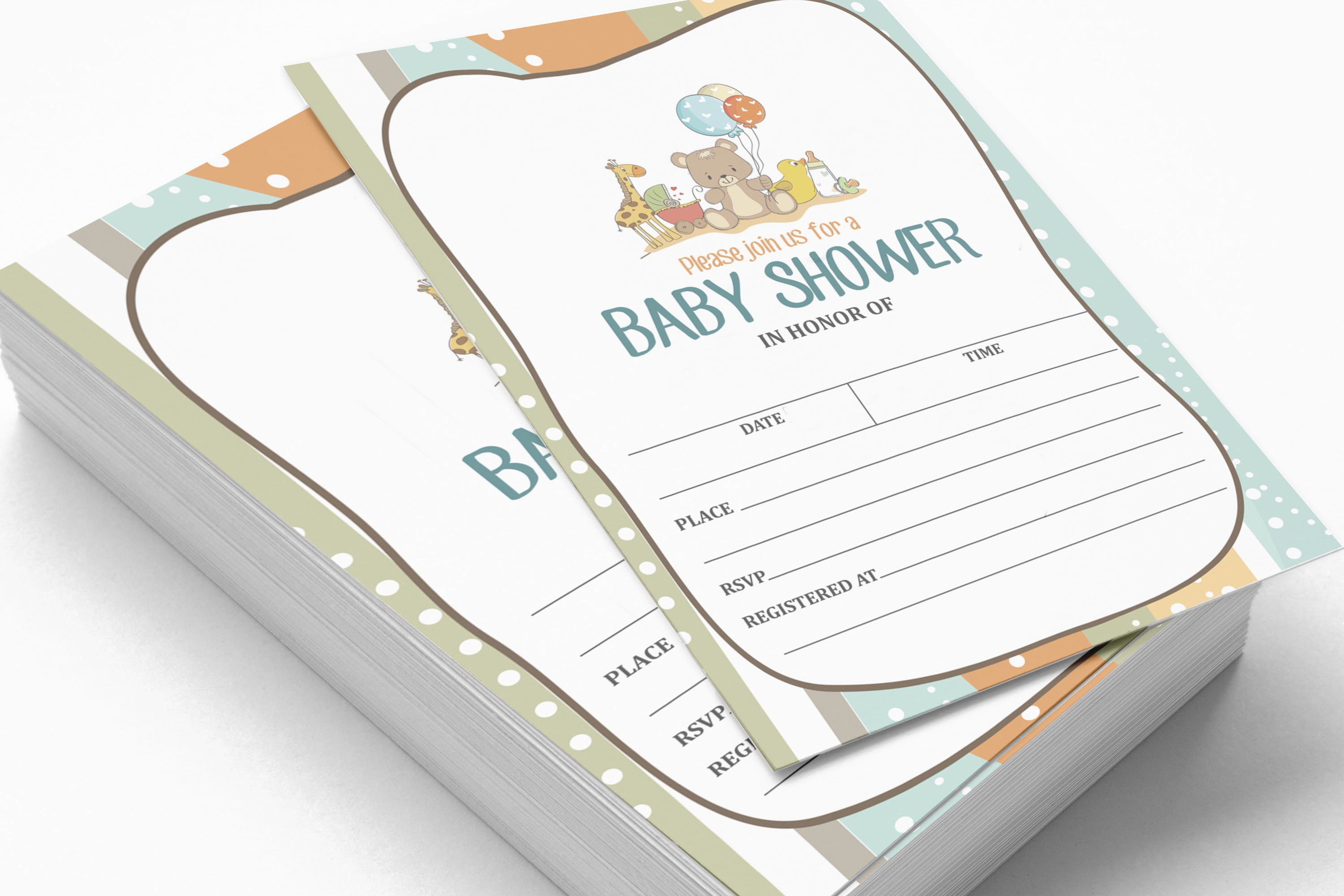 Inkdotpot 30Jungle Animals Baby Shower Invitation Cards Gender Neutral Fill In Blank Invites