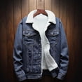 thumbnail image 2 of Men's Vintage Sherpa Lined Corduroy Denim Trucker Jacket Lapel Button Down Thickened Fleece Winter Coat, 2 of 3