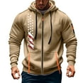 thumbnail image 2 of DUMUIELD Men Hoodies American Flag Zip Up Sherpa Lined Sweatshirts Lightweight Warm Fleece Winter Jacket Casual Coat Khaki,L, 2 of 4