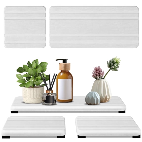 TAVENE 3PCS Water Absorbing Stone Tray, Drying Neat Diatomite Stone Sink Tray, Instant Dry Sink Coasters, Kitchen Sponge Hand Soap Holder, Bathroom Sink Vanity Trays, 8 * 4inch and 4 * 4inch