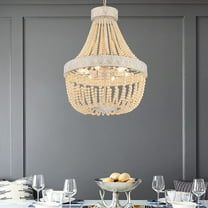 Vanity Art 6 Light Unique Tiered Chandelier with Beaded Accents | Modern Hanging Lighting, Ceiling Lights Fixtures for Dining Room Living Room Bed Room Kitchen SYB6266WO-LT