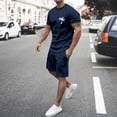 thumbnail image 3 of LEKDFST Men's 2 Piece Short Sets Graphic Print Short Sleeve T Shirts and Drawstring Shorts Clothing Set Navy XS, 3 of 5