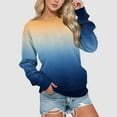 thumbnail image 2 of Vedolay Sweatshirts for Women Fall Fashion 2023 Casual Crewneck Long Sleeve Pullover Stripe Print Blouses,Blue XXL, 2 of 3
