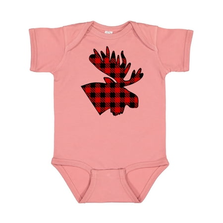 

Inktastic Moose Head in Red and Black Plaid Gift Baby Boy or Baby Girl Bodysuit
