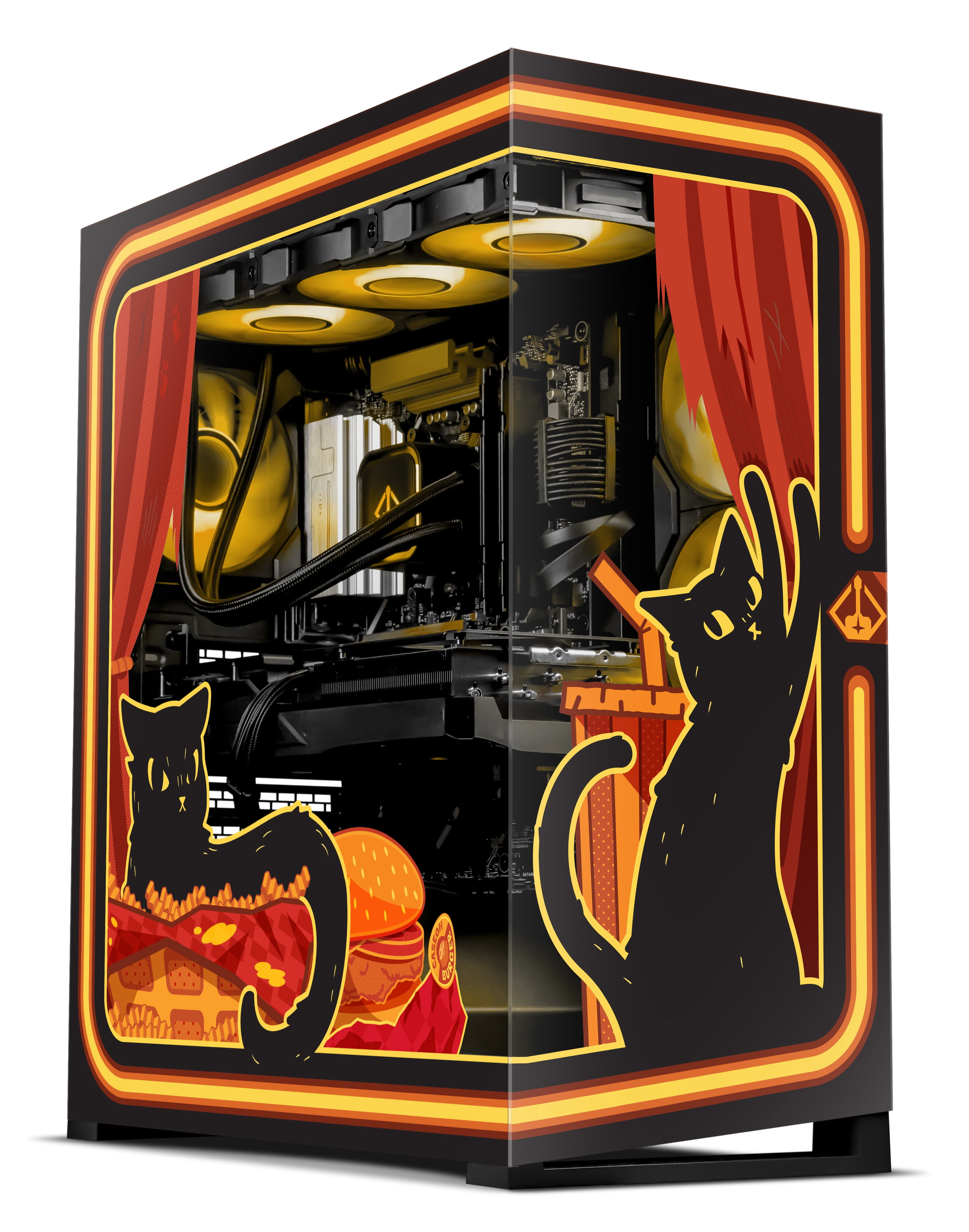 Starforge Wanderer Pro Kitty Print KP01 Gaming Desktop PC, AMD R7-7800X3D, AMD Radeon RX 9070XT 16G, 2TB Gen 4 NVMe, 32GB DDR5 RAM 6000, Win 11 Home