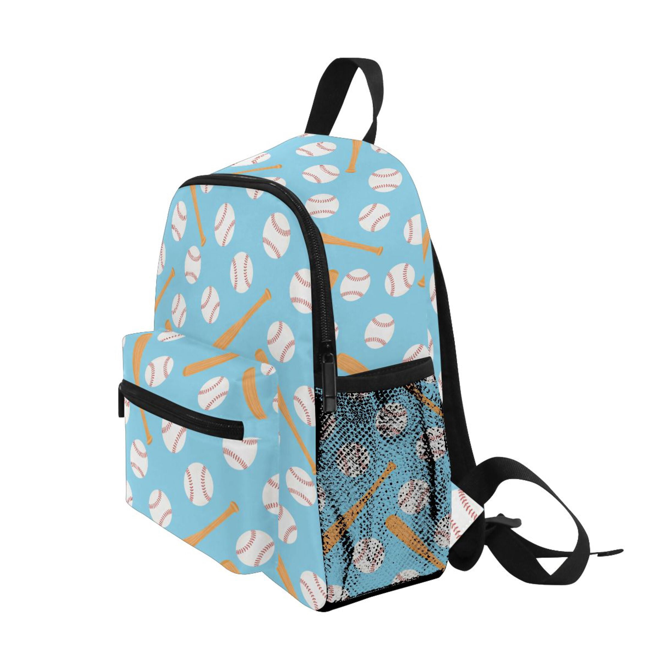 Baseball Bat Pattern Mini Backpack Cute Small Backpack with Chest Strap and Whistle Ages 3-8