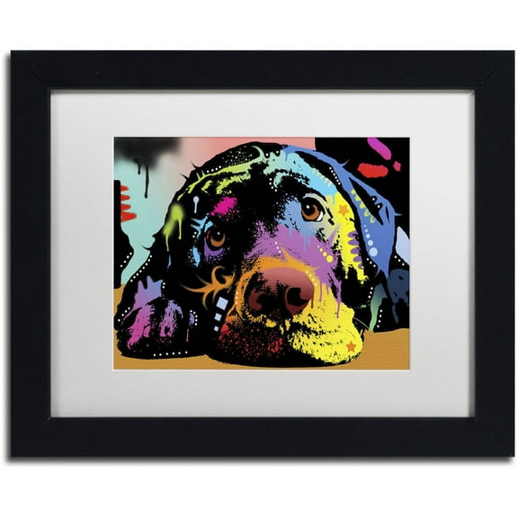 Trademark Fine Art "Lying Lab" Canvas Art by Dean Russo, White Matte, Black Frame