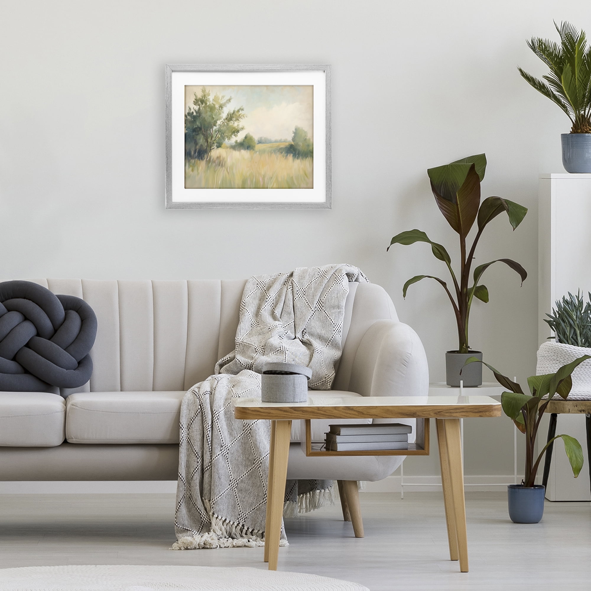 Stupell Industries Summer Green Meadow Gray Framed Print Under Glass, design by Kim Allen